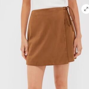 Brown Suede Marbella Mini Tie Skirt